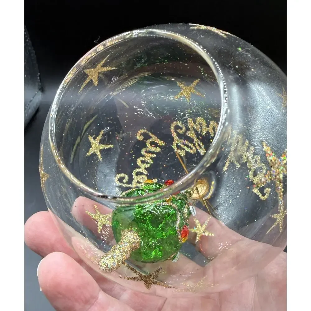 Pier 1 Glass Tree Christmas Ball With Blown Glass Green Tree Inside -T34